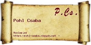 Pohl Csaba névjegykártya